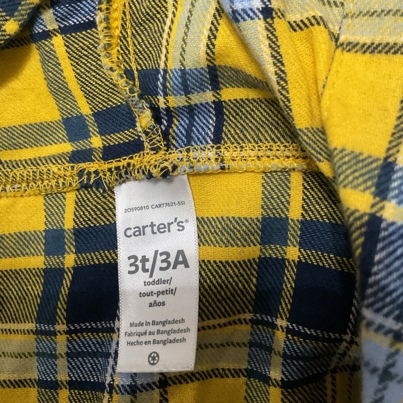 Toddler Boys Soft Cotton Blue & Yellow Plaid Button-Front Shirt. Size 3T NWT - Picture 2 of 3